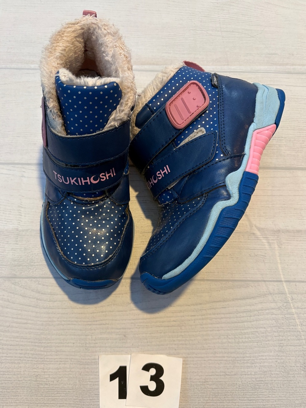Tsukihoshi Kids Navy and Pink Boots